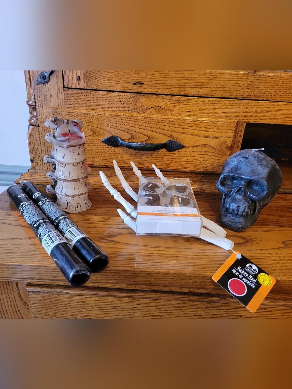 Halloween Candles! Skull, Vertebrae Candle, Raven Tea Lights, "Bleeding" Tapers